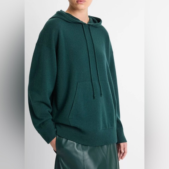 Vince Wool Cashmere Blend Oversized Hoodie Sweater in Juniper Green Size Medium - Picture 2 of 9